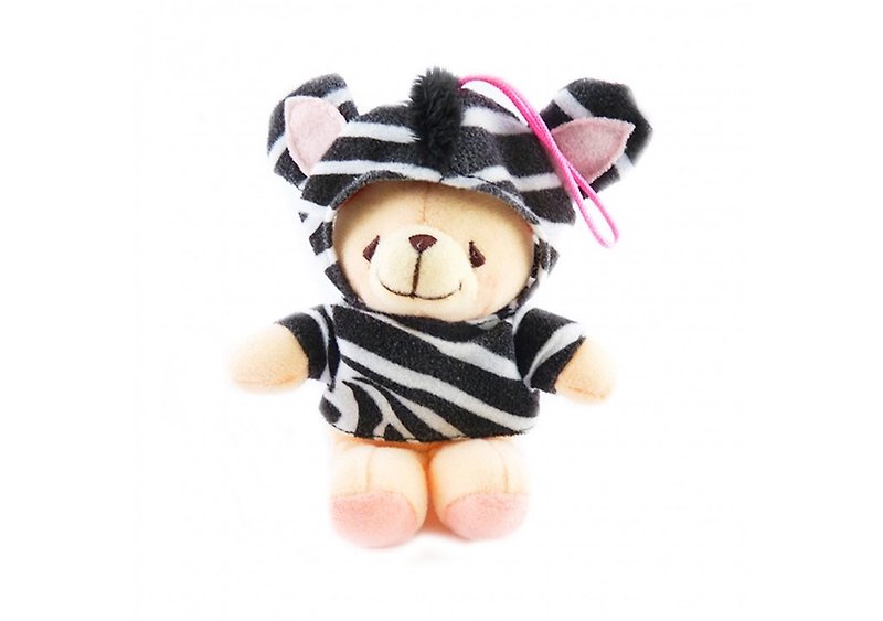 3.5 inches/Zebra bear fluffy bear [Hallmark-ForeverFriends fluff-cross dress series] - ตุ๊กตา - วัสดุอื่นๆ สีดำ
