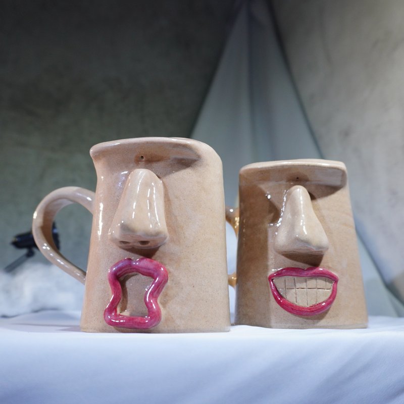 Moai shaped mug - about 390ml - แก้วมัค/แก้วกาแฟ - ดินเผา หลากหลายสี