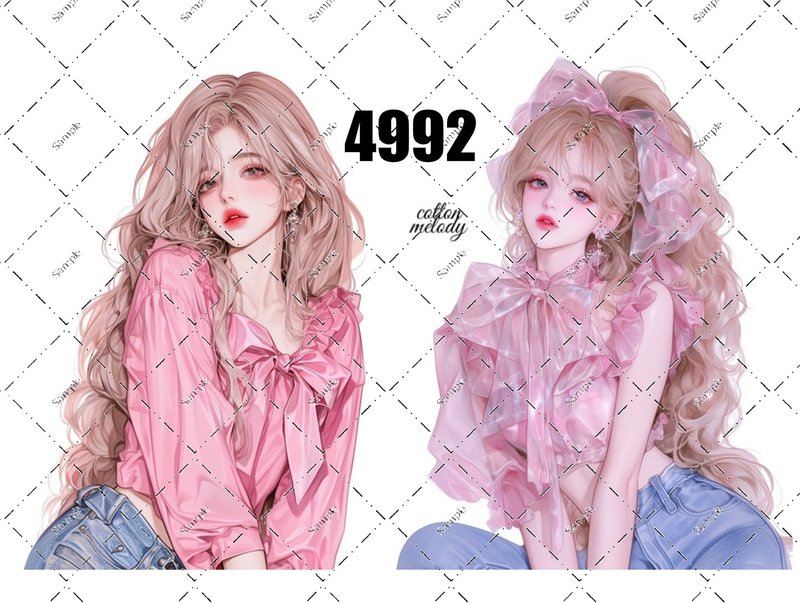 original sticker no.4992 人物ステッカー オリジナルステッカー オリジナル人物ステッカー 装飾ステッカー cotton melody - 貼紙 - 紙 
