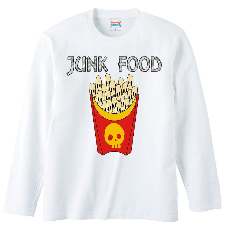 ロングスリーブTシャツ / skull French fries / Collar - Tシャツ メンズ - コットン・麻 ホワイト