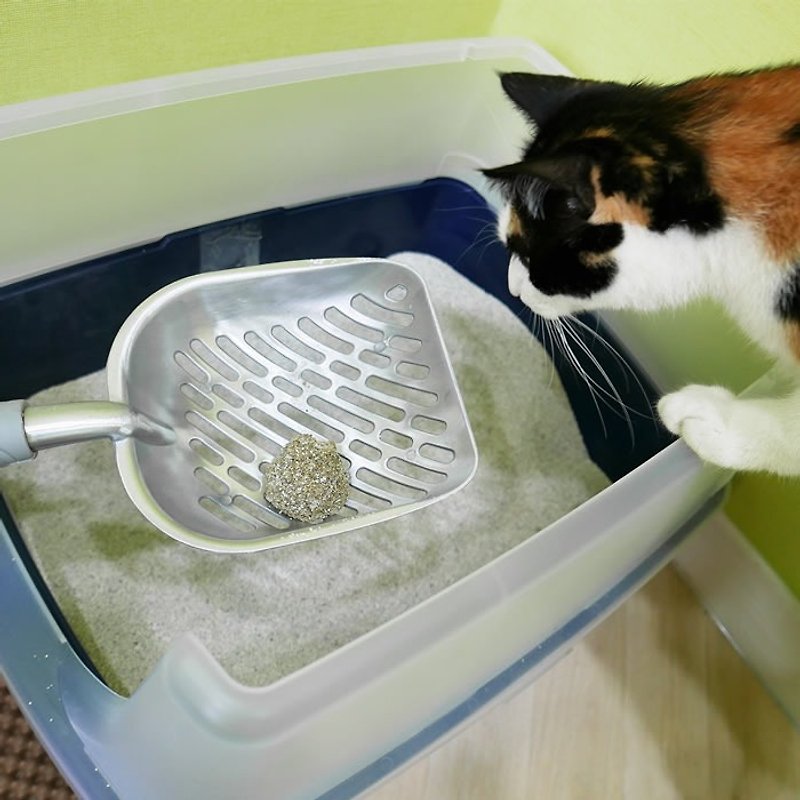 100％アルミニウム合金の大きな口の猫のトイレ掘りシャベルは壊れにくいです - グルーミング - 金属 グレー