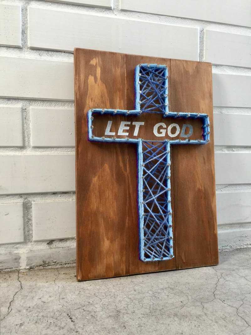 福音創作系列 LET GO LET GOD 交託給神 藍色 牆面掛飾 聖誕禮物 - 擺飾/家飾品 - 木頭 綠色