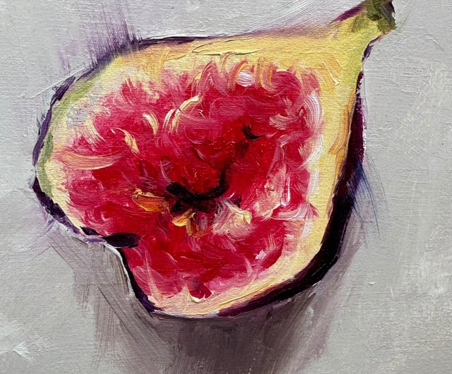 皿の上にイチジクが描かれたオリジナルの油絵 - ショップ