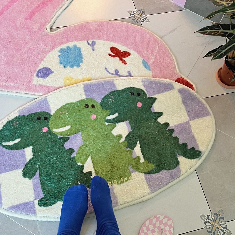 迷宮兔系列 恐龍排隊棋盤格地毯 - 地墊/地毯 - 其他材質 