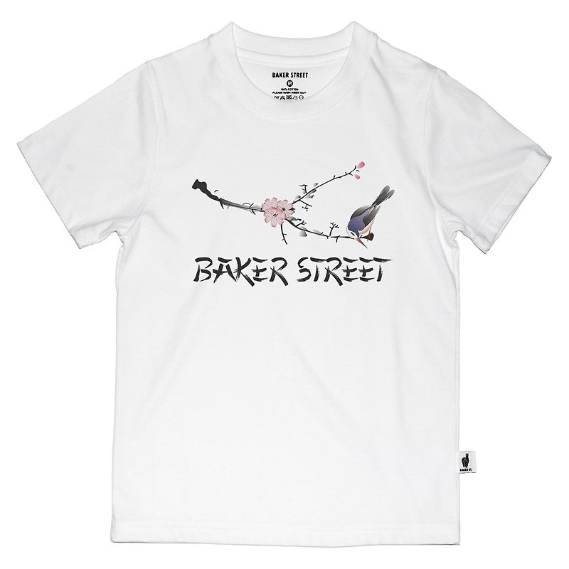 British Fashion Brand -Baker Street- Image of East Printed T-shirt for Kids - เสื้อยืด - ผ้าฝ้าย/ผ้าลินิน ขาว