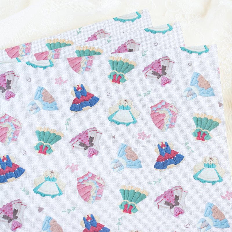 デザインペーパー - お洋服の刺繍 / A4サイズ・両面印刷 - 包裝材料/包裝紙 - 紙 粉紅色
