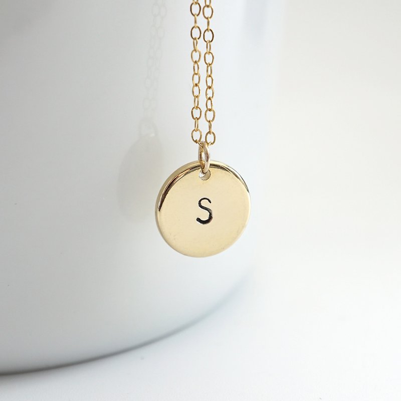 14K Gold Filled Initial Plate Necklace - Necklaces - Other Metals Gold