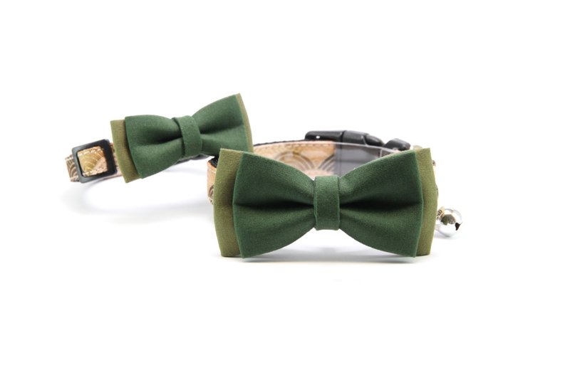 [Japanese Bow Tie Collar] Matcha Bowtie - Happy Accessories for Furry Kids - Collars & Leashes - Other Materials 