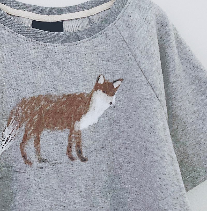 FOX / Gray // Crop Top- T shirt - Women's T-Shirts - Cotton & Hemp Gray