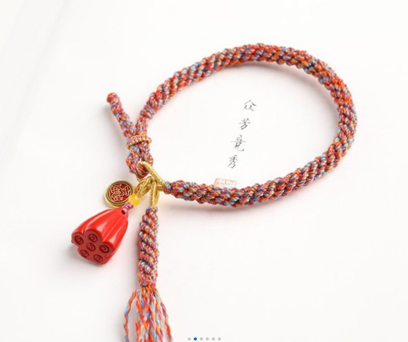 Natural ore cinnabar boutique red sand Penglian bracelet with cinnabar content of more than 95% - สร้อยข้อมือ - เครื่องเพชรพลอย 