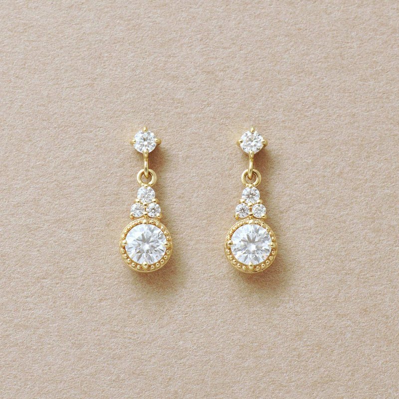 18K/10K 莫桑石珠邊鑲法閃亮耳環 (黃金) - 耳環/耳夾/耳骨夾 - 貴金屬 