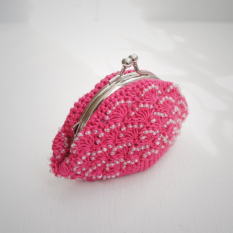 Ba-ba handmade Crochet coinpurse No.C1082 - ポーチ - その他の素材 ピンク
