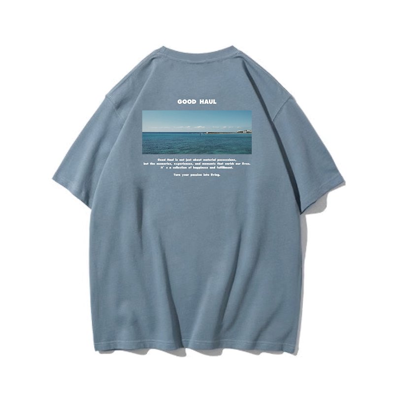 Okinawa Okinawa unisex short-sleeved T-shirt blue unisex fishing club - Unisex Hoodies & T-Shirts - Cotton & Hemp Blue
