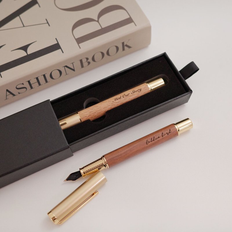 【快速出貨】客製化鋼筆 花梨木鋼筆 附禮盒 商務用 文具用品 鋼 - 鋼筆 - 木頭 