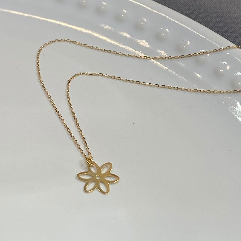 K18 GOLD 18 flower lover flower motif pendant 40cm 18KN2 [SOLID GOLD] - Necklaces - Other Metals Gold