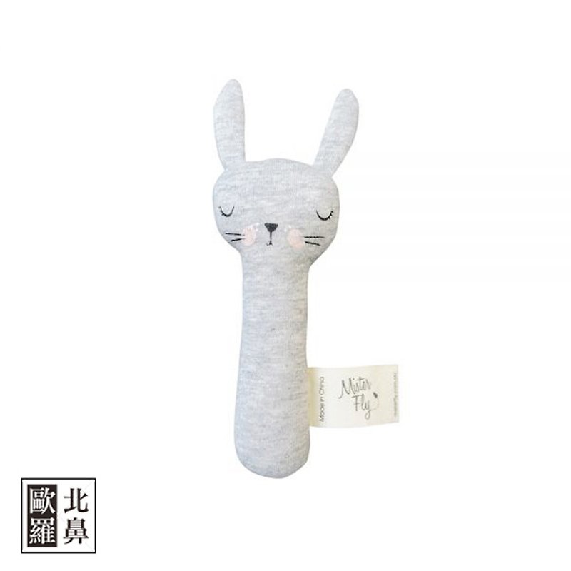 Mister Fly Animals Comfort Hand Rattle - Gray Bunny - Kids' Toys - Cotton & Hemp 