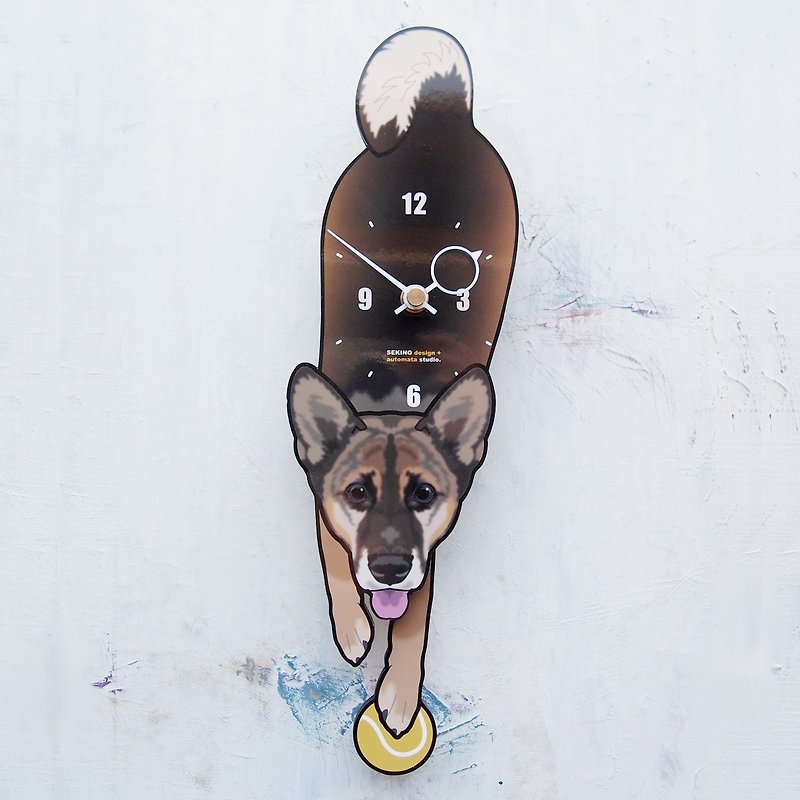 D-182 German Shepherd Dog - Pet's pendulum clock - นาฬิกา - ไม้ ขาว
