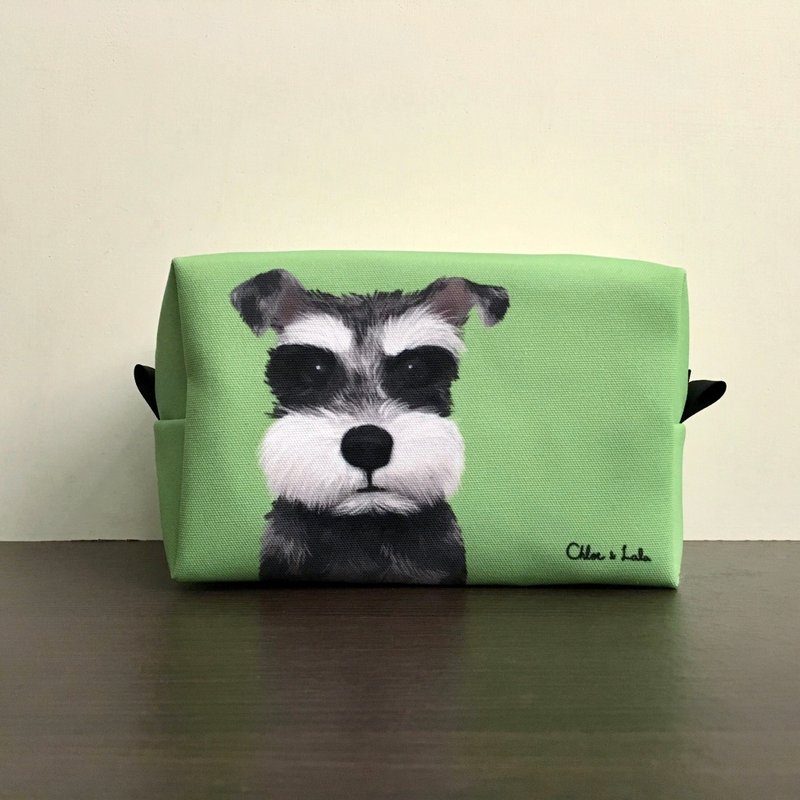 經典汪喵化妝包/收納包 - 雪納瑞 - 化妝包/收納袋 - 聚酯纖維 綠色