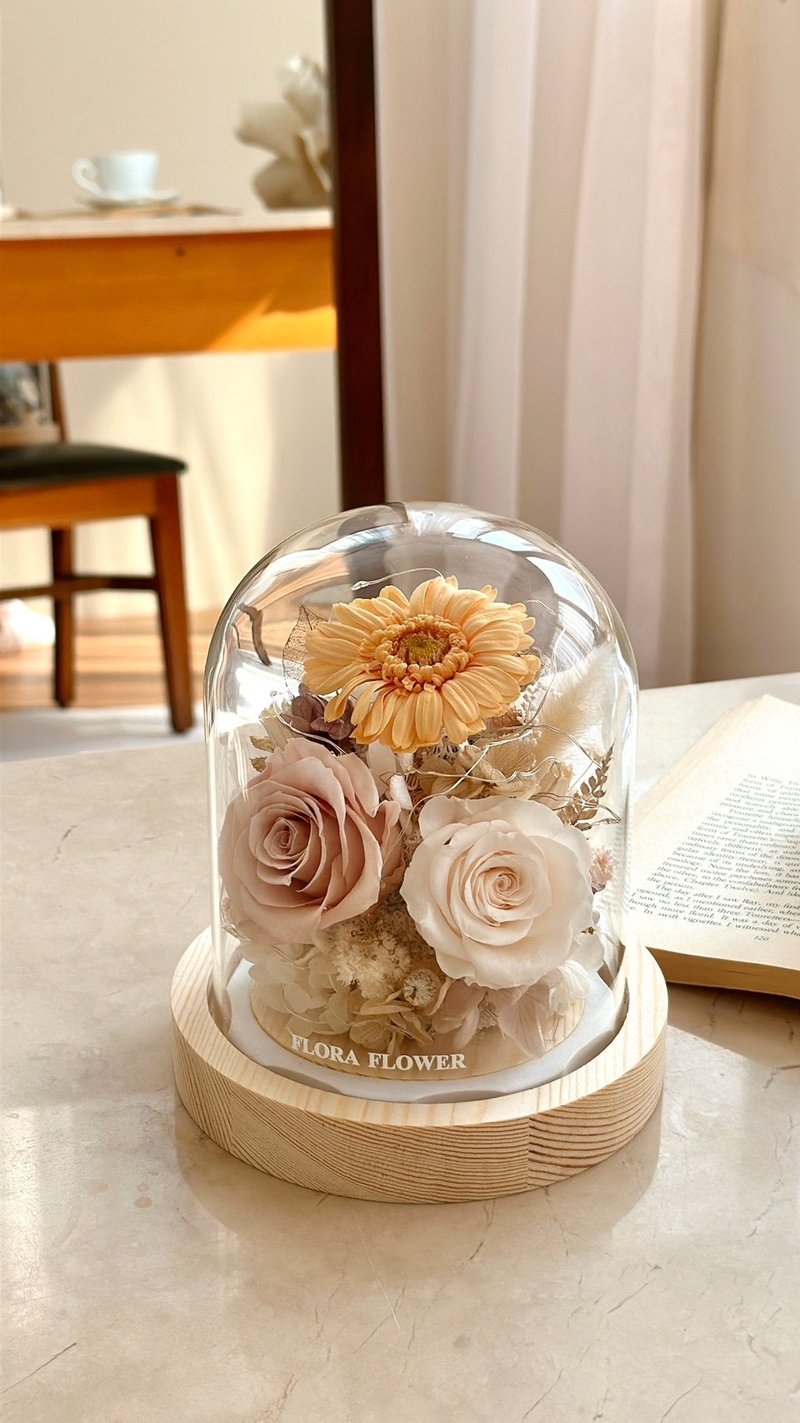 Flora Flower Everlasting Flower Night Lamp—Sunset Cloud - ช่อดอกไม้แห้ง - พืช/ดอกไม้ สีส้ม