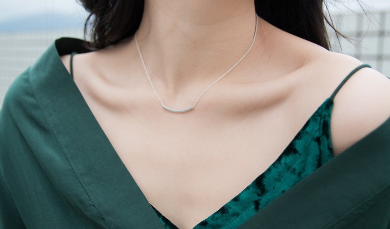 Simple bar_ sterling silver necklace - สร้อยคอ - โลหะ สีเงิน