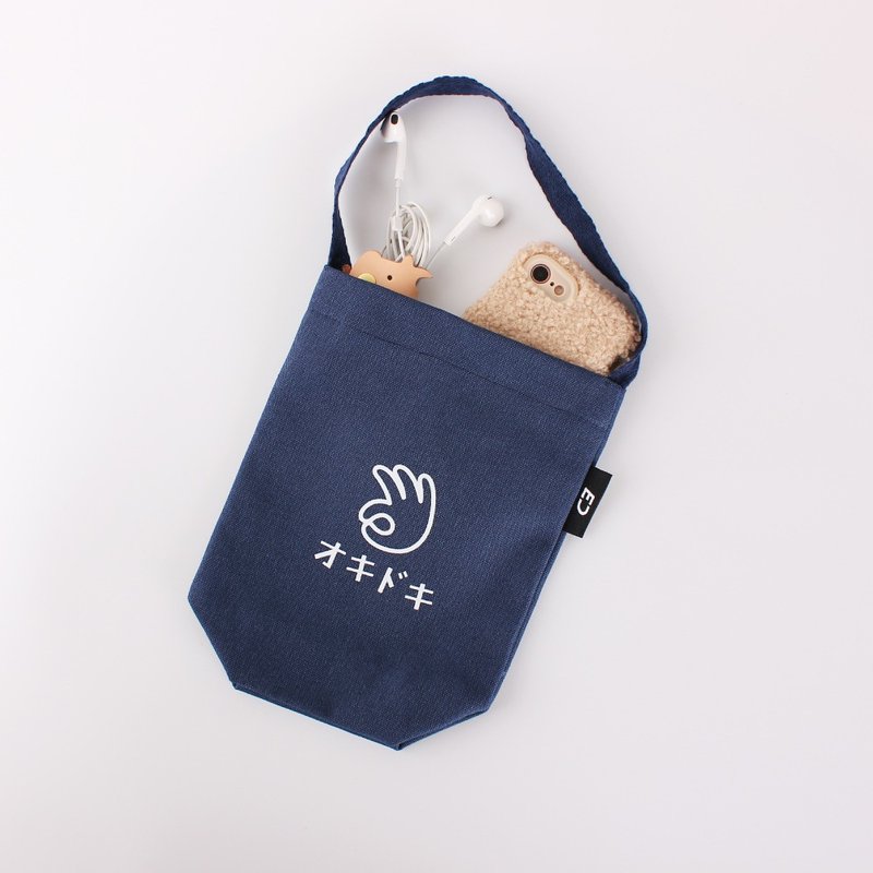 棉麻隨手袋 Okey-dokey  斜背包/肩背包/手機袋/飲料提袋 - 側背包/斜背包 - 棉．麻 橘色