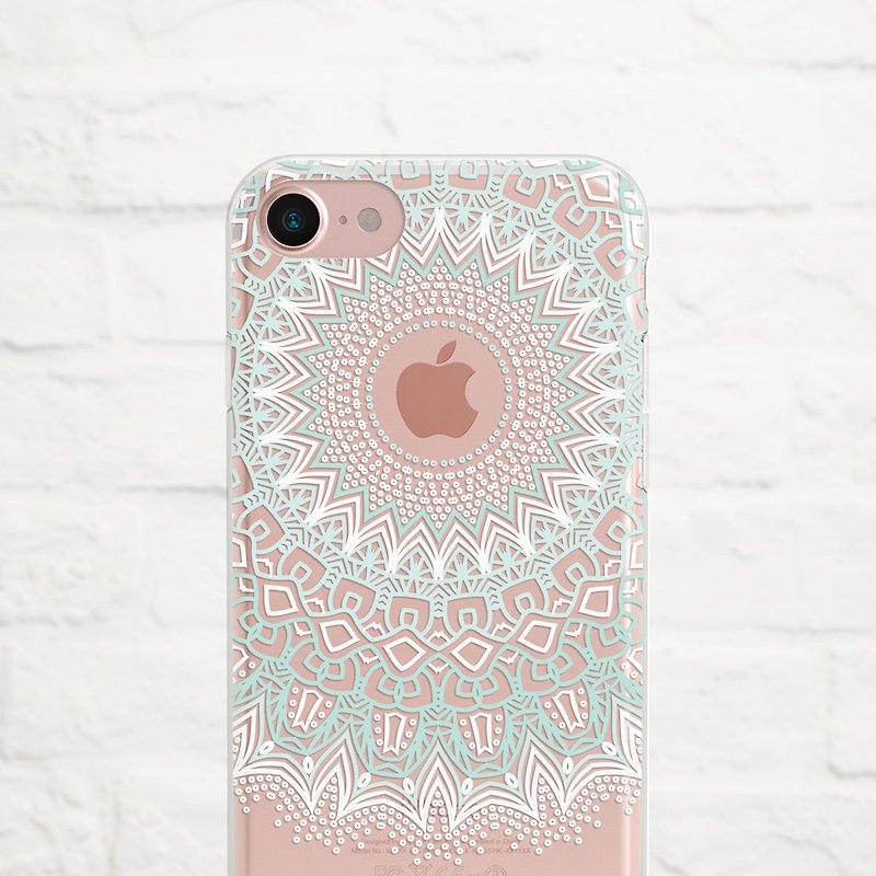 Mandala, Pastel, Clear Soft Case, iPhone 13, 12 pro/ mini/ pro max, 11, Samsung - Phone Cases - Rubber Pink