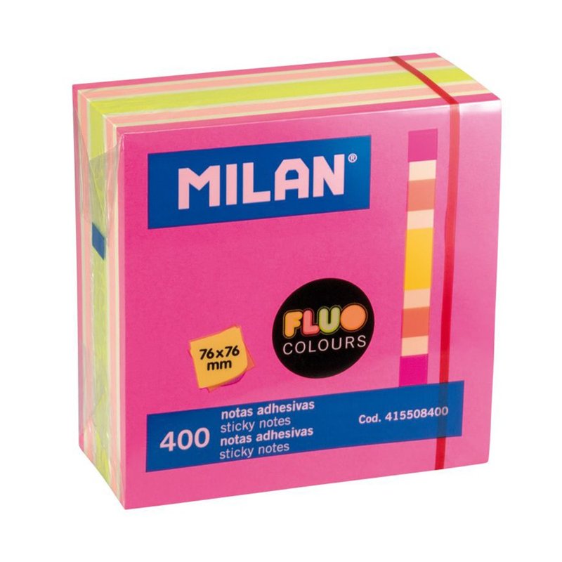 MILAN螢光便利貼_4色_76mm_400張 - 便條紙/便利貼 - 紙 多色
