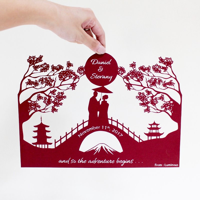 Custom WEDDING/ANNIVERSARY GIFT Handmade Paper Cutting - ของวางตกแต่ง - กระดาษ หลากหลายสี