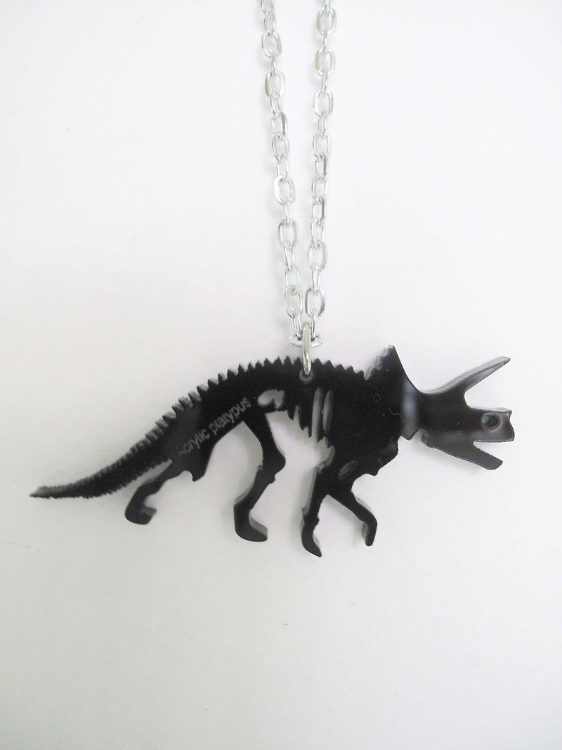 Lectra Duck▲⇝Triceratops fossil (dinosaur series)⇜▲Necklace/key ring/dual-use\Add a dog, cat, and cat postcard - Necklaces - Acrylic Black