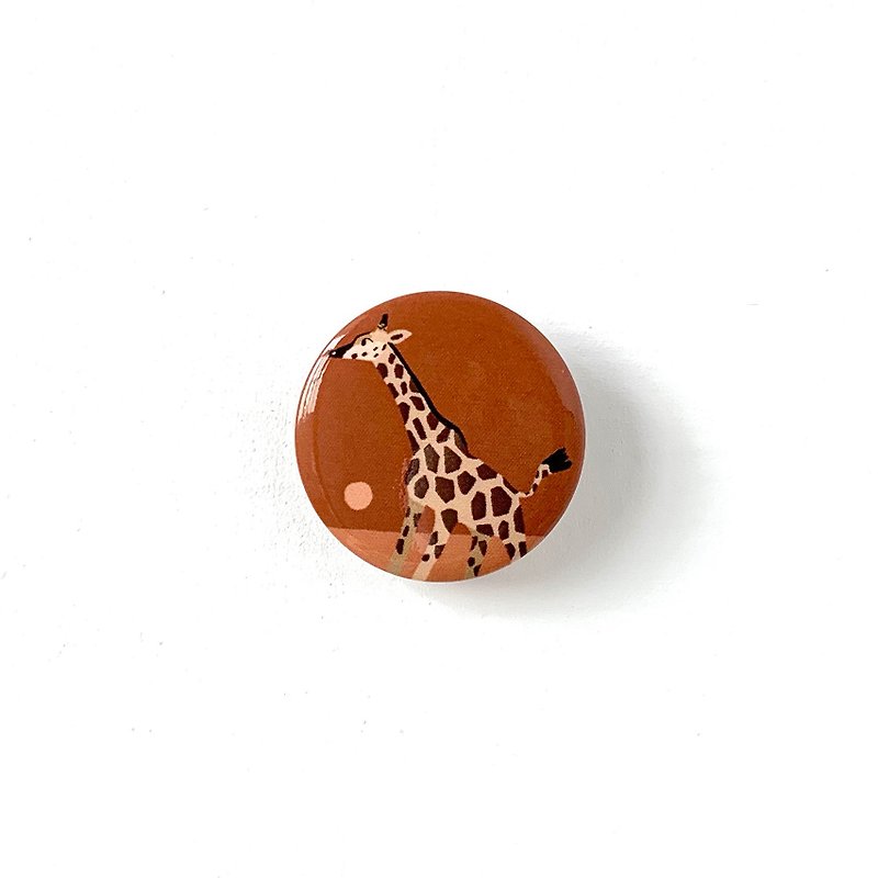 Giraffe illustration badge - Brooches - Other Metals Brown