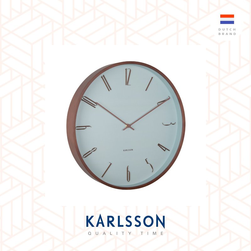 荷蘭Karlsson, Wall clock 40cm Scandia misty blue木制掛鐘霧藍 - 時鐘/鬧鐘 - 木頭 藍色