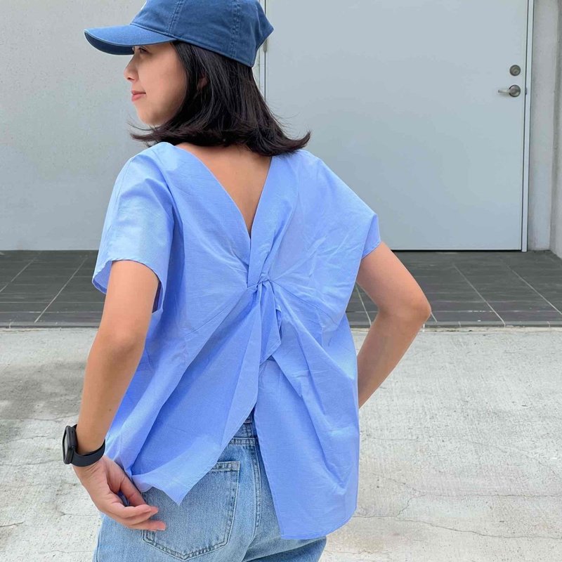 Double Two way Cotton Top / Blue - Women's Tops - Cotton & Hemp Blue