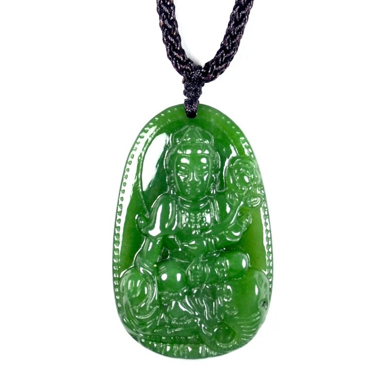 Nephrite Jade_Eight Great Bodhisattvas: Samantabhadra (Dragon Snake) - สร้อยข้อมือ - เครื่องประดับพลอย สีเขียว