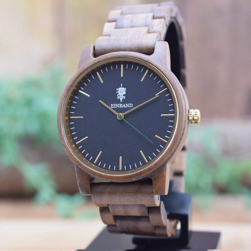 EINBAND Glanz BLACK 40mm WoodBelt Wooden Watch - นาฬิกาผู้ชาย - ไม้ สีนำ้ตาล
