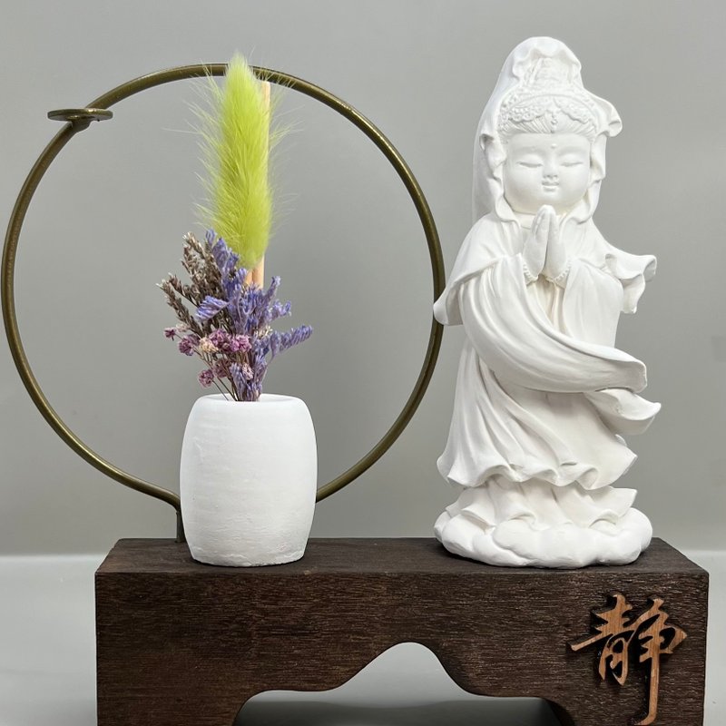 淨念吉祥 觀音33(一) 禪靜盤組 藝術香氛擴香組合 居家擺飾 - 香氛/精油/擴香 - 水泥 白色