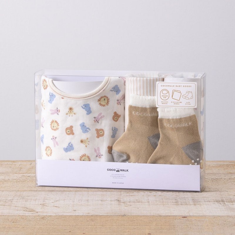 【cocowalk】bib gauze handkerchief socks four-piece set-Smiley Animal - อื่นๆ - ผ้าฝ้าย/ผ้าลินิน หลากหลายสี