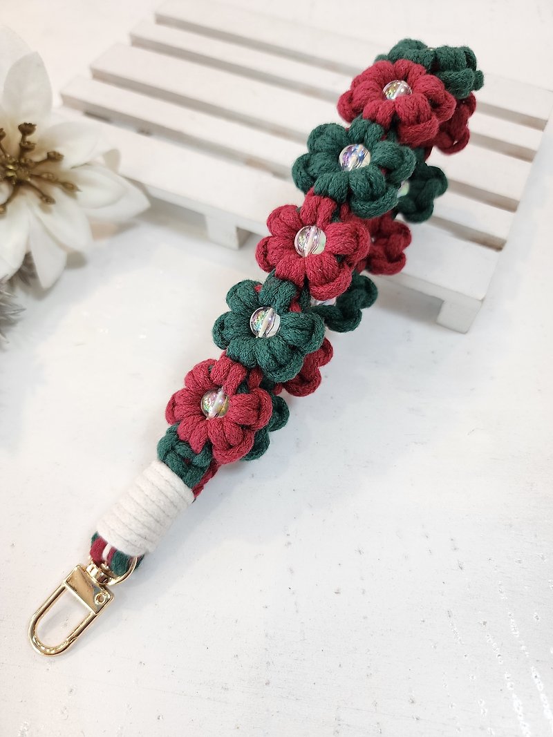 FSH Christmas design. Bubble Christmas flowers. Braided wrist phone cord - Lanyards & Straps - Cotton & Hemp Multicolor