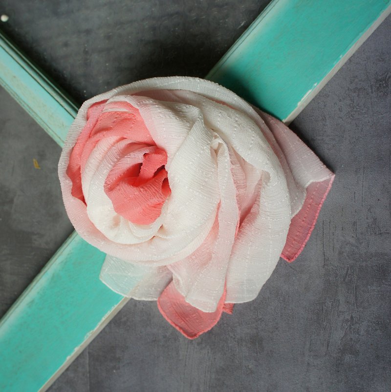 植物染蠶絲長巾－跳跳糖 - 絲巾 - 絲．絹 粉紅色