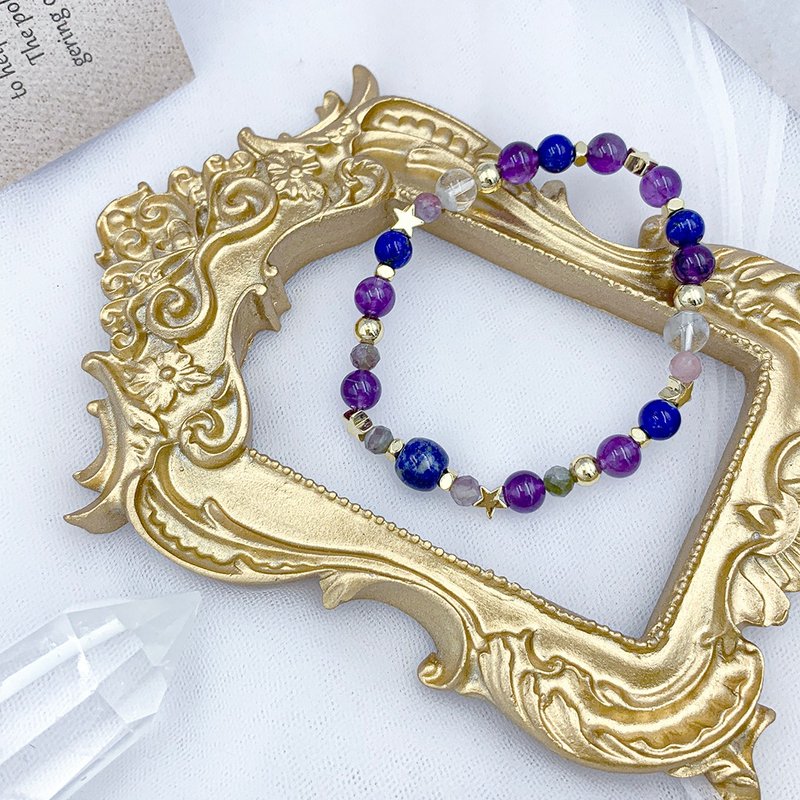 馬戲時刻 / 青金石 紫水晶 幽靈髮晶 梅花碧璽 水晶手鍊 - 手鍊/手環 - 其他材質 多色