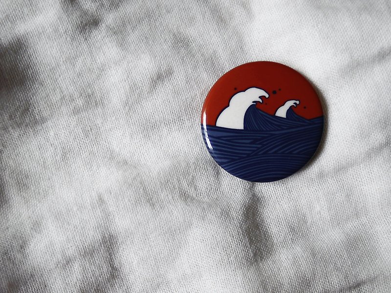 Dark sea wave badge/badge/pin/brooch - เข็มกลัด/พิน - โลหะ สีแดง