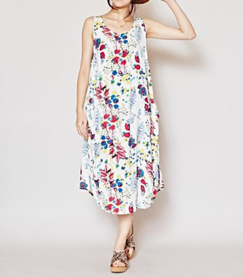 [Pre-order] ✱ ✱ floral cocoon contour vest dress - ชุดเดรส - ผ้าฝ้าย/ผ้าลินิน หลากหลายสี