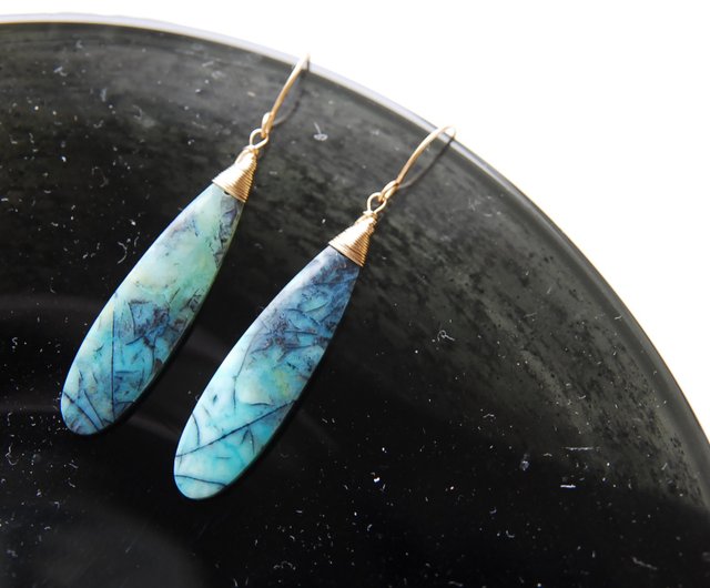 14kgfピンクオパライズドウッドピアス/イヤリング