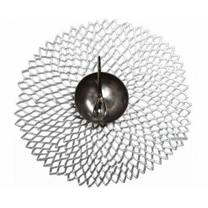 大麗花Dahlia圓形餐墊36×39cm-耀眼銀 - 餐桌布/桌巾/餐墊 - 塑膠 銀色