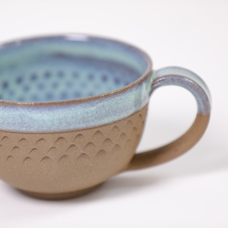 triangle pattern round mug-galaxy blue-fair trade - แก้วมัค/แก้วกาแฟ - ดินเผา สีน้ำเงิน
