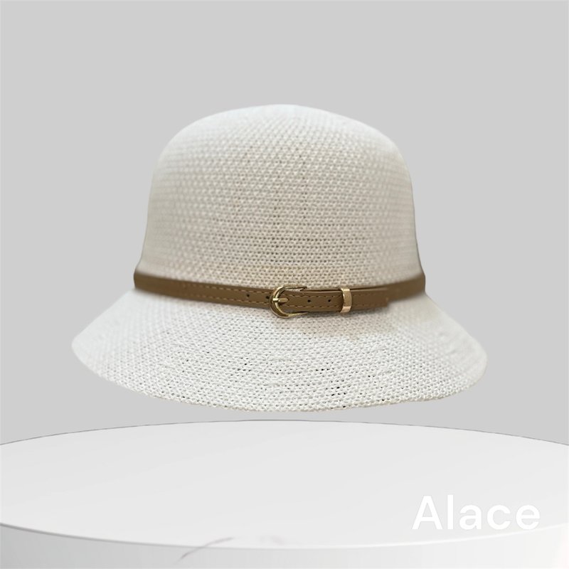 Elegant Belt Decorated Hat – Snow White - หมวก - ผ้าฝ้าย/ผ้าลินิน 