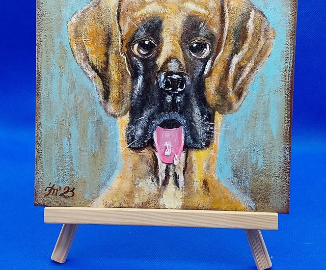 ペットの肖像画犬 #5。子犬。オリジナルの明るいアクリル絵画手作りの