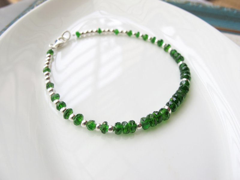 Green Diopside 925 Sterling Silver [Small Angle Series - Green Translucent] Cheerful Mood for Fortune - Bracelets - Crystal Green