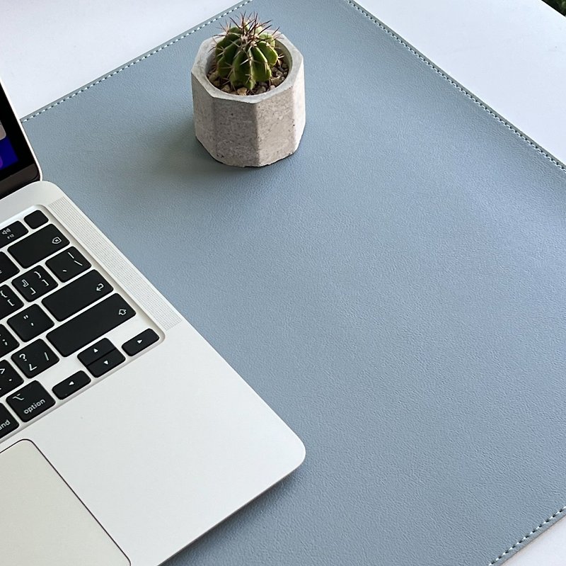 OneMore Brand Custom Leather Texture Desk Mat/ Baby Blue/ - Mouse Pads - Plastic Blue