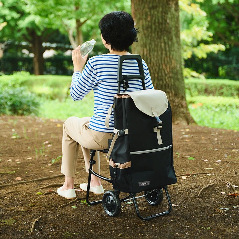 日本cocoro MORRY 多功能保溫保冷摺疊購物車(附座椅)-40L-多色選 - 其他 - 聚酯纖維 黑色