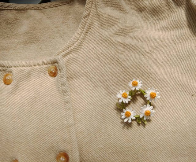 刺繍ブローチ カモミール - その他